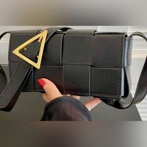 NWOT Mini Black Woven Leather crossbody Bag